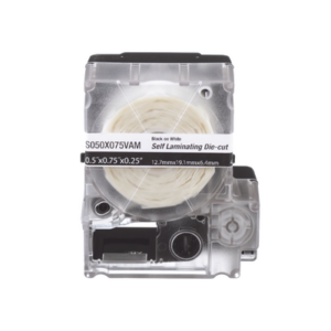 Casete de 200 Etiquetas Autolaminadas de 12.7 x 31.8 mm (0.5 x 1.25 pulgadas), para Cables de 3.1 a 7 mm (0.12 a 0.28 pulgadas) de Diámetro, Área de Impresión Color Blanco