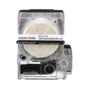 Casete de 300 Etiquetas Autolaminadas de 19.1 x 25.4 mm (0.75 x 1 Pulgadas), para Cables de 2 a 4 mm (0.08 a 0.16 Pulgadas) de Diámetro, Área de Impresión Color Blanco