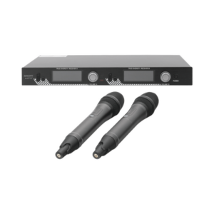 Kit de Microfonía inalámbrico | 2 Micrófonos de mano | Receptor UHF | Pantalla LCD | 200 Canales | Gran cobertura