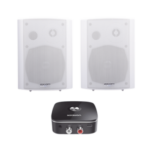 Kit Altavoces + Modulo Receptor BT | Montaje en Pared | 2x20W RMS | Material ABS y Reja Metálica | Bracket de Metal | Color Blanco