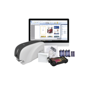 Kit Impresora de tarjetas PVC/ Una Cara /incluye: 2 x Ribbons, 100 Tarjetas PVC, Software, Kit Limpieza, Garantia 3 Años, Mascara de Seguridad UV