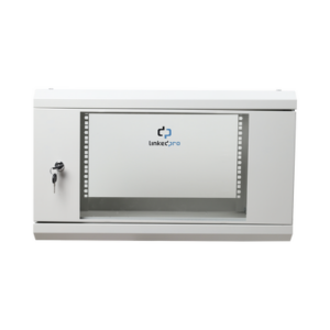 Gabinete de Pared de 6U con Puerta de Cristal Templado, 455 mm de Profundidad Total, Rack de 19”, Acero Reforzado Color Gris Mate