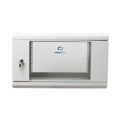 Gabinete de Pared de 6U con Puerta de Cristal Templado, 455 mm de Profundidad Total, Rack de 19”, Acero Reforzado Color Gris Mate