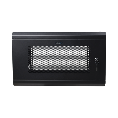 Gabinete de Pared de 6U con Puerta Perforada, 455 mm de Profundidad Total, Rack de 19”, Acero Reforzado Color Negro