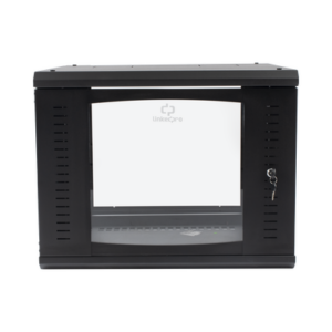 Gabinete Abatible de Pared (Con Marco Trasero) con Rack 19″ de 9 Unidades. Ventana de Cristal Templado.