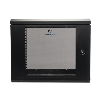 Gabinete de Pared de 9U con Puerta de Cristal Templado, 455 mm de Profundidad, Rack de 19”, Acero Reforzado Color Negro.