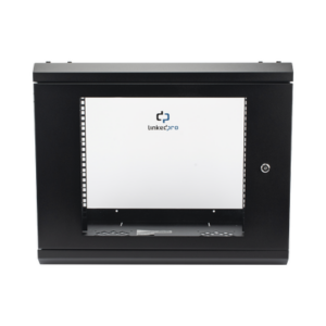 Gabinete de Pared con Puerta de Cristal Templado, 455 mm de Profundidad, 9U Rack de 19”, Acero Reforzado