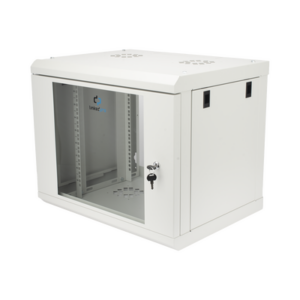Gabinete de Pared de 9U con Puerta de Cristal Templado, 479.5 mm de Profundidad, Rack de 19”, Acero Reforzado Gris Mate