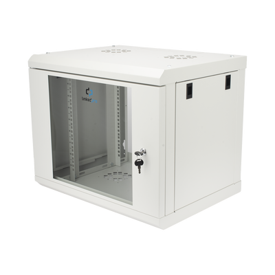 Gabinete de Pared de 9U con Puerta de Cristal Templado, 479.5 mm de Profundidad, Rack de 19”, Acero Reforzado Gris Mate