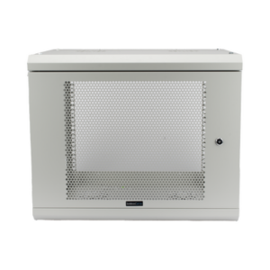 Gabinete de Pared de 9U con Puerta Perforada 455 mm de Profundidad, Rack de 19”, Acero Reforzado Color Gris Mate