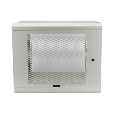 Gabinete de Pared de 9U con Puerta Perforada 455 mm de Profundidad, Rack de 19”, Acero Reforzado Color Gris Mate