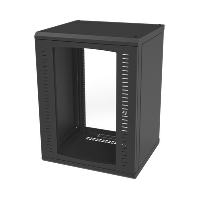 Gabinete para Montaje en Pared, Puerta de Cristal Templado, Cuerpo Fijo con Rack 19″ de 16 Unidades
