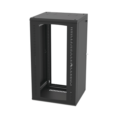 Gabinete Abatible de Pared (Con Marco Trasero) con Rack 19″ de 24 Unidades. Ventana de Cristal Templado.