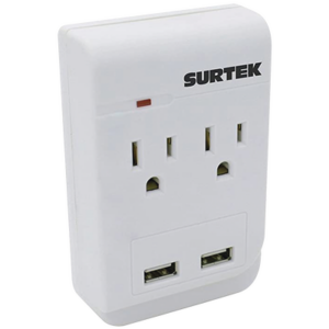 Multicontacto de ABS con 2 contactos aterrizados y 2 puertos USB.