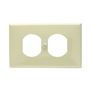 Placa de plástico para contacto dúplex color marfil.