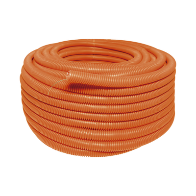 Manguera Poliducto Corrugado Flexible Naranja Reforzado de 3/4″ x 50 m Para Instalaciones Eléctricas /Polietileno Alta Densidad HDPE/ Sin guía /Resistente a Intemperie.
