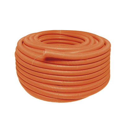 Manguera Poliducto Corrugado Flexible Naranja Reforzado de 1/2″ x 100 m Para Instalaciones Eléctricas /Polietileno Alta Densidad HDPE/ Con guía /Resistente a Intemperie.