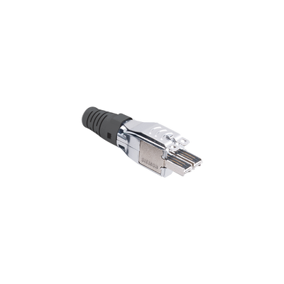 Plug TERA de 4 Pares, Compatible con Cable Sólido de 0.64 – 0.55 mm (0.025 – 0.022 Pulgadas) (22 – 23 AWG) S/FTP y F/FTP, Color Negro