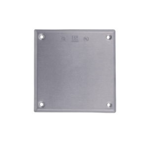 Tapa cuadrada ciega de aluminio para caja cuadrada.