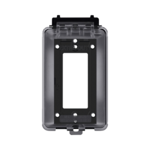 Caja Protectora de Contactos para Exterior / Policarbonato de Alto Impacto / Protección NEMA 3R / 127V 15A 60Hz / Tapa Transparente Base Negra / Resistente a Intemperie UV