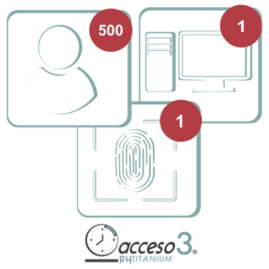 [BAJO PEDIDO] Licencia de 3 años para software Acceso3 TITANIUM / 500 Empleados / 1 reloj / 1 PC / Compatible con SISTEMAS DE NOMINA