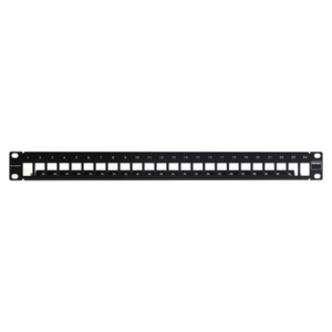 Patch Panel TERA-MAX Blindado de 24 Puertos, Modular (Vacío), Plano, Color Negro, 1UR