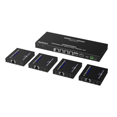 Kit Divisor y Extensor HDMI | 1×4 | Hasta 70 m |Resolución 4K @ 60 Hz | Cat 6/6a/7 | IPCOLOR | CERO LATENCIA | Puerto S/PDIF | EDID | RS232 | Salida Loop / PoC