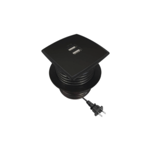 Caja Cuadrada Multy USB con 2 Puertos USB y Cable de Corriente Color Negro