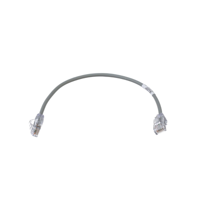 Cable de Parcheo TX6, UTP Cat6, Diámetro Reducido (28AWG), Color Gris, 0.30 Metros (1 Pie)