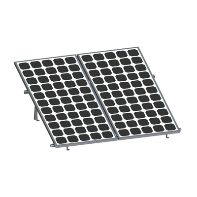 Montaje para 2 Paneles Solares, Riel “8” de 2700mm para Módulos con Espesor de 30-35mm, Velocidad de Viento Máx. 136km/h