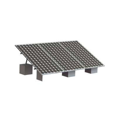 Montaje para 3 Panel Solar, Riel “8” de 4050mm para Módulos con Espesor de 35mm, Velocidad de Viento Máx. 136km/h (20° a 45°)