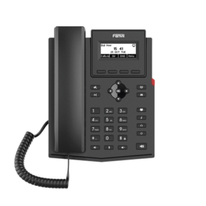 Teléfono IP empresarial para 2 lineas SIP con pantalla LCD, Puertos Gigabit, Códec Opus, conferencia de 6 vías, PoE.