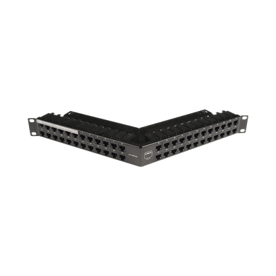 Patch Panel Z-Max de 48 Puertos, Blindado, Precargado con Jacks Categoría 6A, Angulado, 1UR