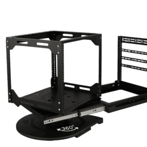 Rack Deslizable y Giratorio | Estructura Abierta | 360° Rotación | 10U-12U-15U | Hasta 68 kg | Cable Management | EIA/ECA-310-E