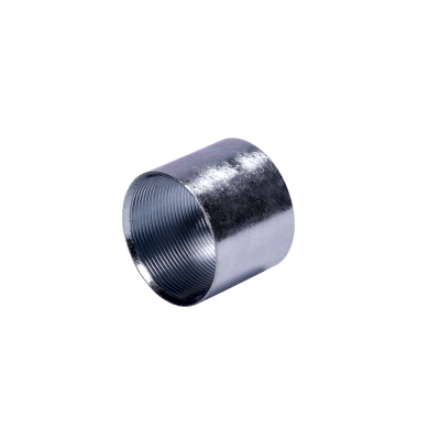 Cople de 1 1/2″ ( 38 mm) para Tubo Pared Gruesa (IMC) /Galvanizado / Etiqueta Amarilla.