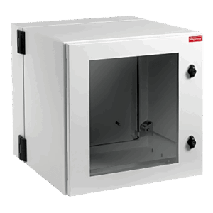 Gabinete Industrial ProTek de 8 UR Puerta con Ventana de 434 x 600 x 380 mm, Protección NEMA Tipo 12; IP55; IK10, Abatible, Fabricado en Acero, Color Gris Claro