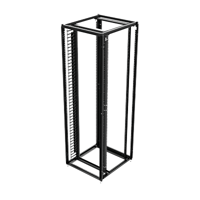 Organizador Vertical de Cables Rack 48 UR / Acero Negro / Sección 95×208 mm / Capacidad 726 Cables / Fijación Flecha 1.75 pulg
