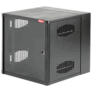 Gabinete AccessPlus de 12 UR Montaje en Pared de 19in, Rieles Numerados y Roscados #10-32, Puerta con Ventana de Seguridad, 620 mm de Ancho, 953 mm de Profundidad, Color Negro
