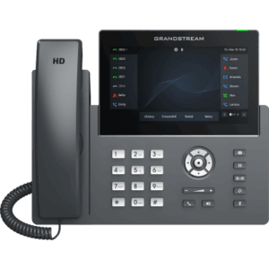 Teléfono IP Wi-Fi, Grado Operador, 12 líneas SIP con 6 cuentas, pantalla táctil 7″, puertos Gigabit, Bluetooth, PoE, codec Opus, IPV4/IPV6 con gestión en la nube GDMS