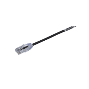 Cable de Parcheo UTP Cat6A, CM/LSZH, Diámetro Reducido (28AWG), Color Negro, 0.30 Metros (1 Pie)