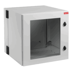 Gabinete Industrial ProTek de 12 UR Puerta con Ventana de 612 x 600 x 610 mm, Protección NEMA Tipo 12; IP55; IK10, Abatible, Fabricado en Acero, Color Gris Claro