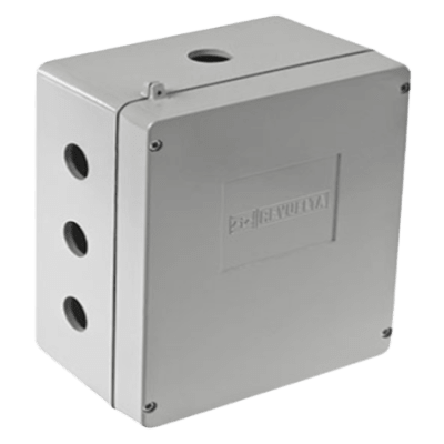 Caja de Unión de Aluminio con 3 salidas de 1″ / 3 Orificios en la parte inferior.