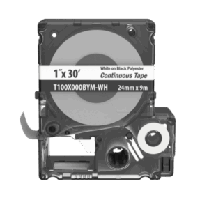 Casete MP, Cinta Continua, Pol., 1 W x 30 L, Blanco/Negro