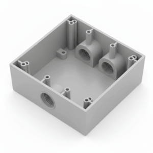 Caja Condulet Cuadrada de 3/4″ (19.05 mm)/ 3 Bocas (2 Arriba-1 Abajo) / A Prueba de Intemperie.