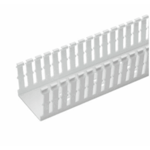 Canaleta Ranurada de PVC Sin Tapa, Tipo F, 82.6 mm de Ancho, 104.1 mm de Alto y 1.8 m de Largo, Color Blanco