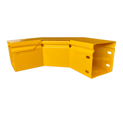 CHFIBER CURVA HORIZONTAL A 90° DE ALUMINIO PERALTE 4″ ANCHO 4″ RADIO 8″ CON RECUBRIMIENTO EN PINTURA EPÓXICA, INCLUYE TAPA , UN PAR DE COPLES Y TORNILLERÍA.