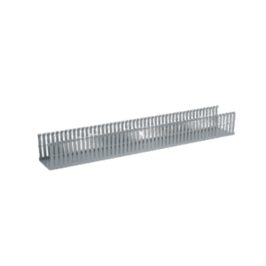 Canaleta Ranurada de PVC con Tapa, Tipo F, 82.6 mm de Ancho, 79.2 mm de Alto y 2 m de Largo, Color Gris