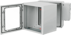 Gabinete Rack ProTek con Bisagra Doble Tipo 4 12U, Ventana de Vidrio, Aire Acondicionado, Montaje Pared, 600x612x710 mm Acero Gris Claro