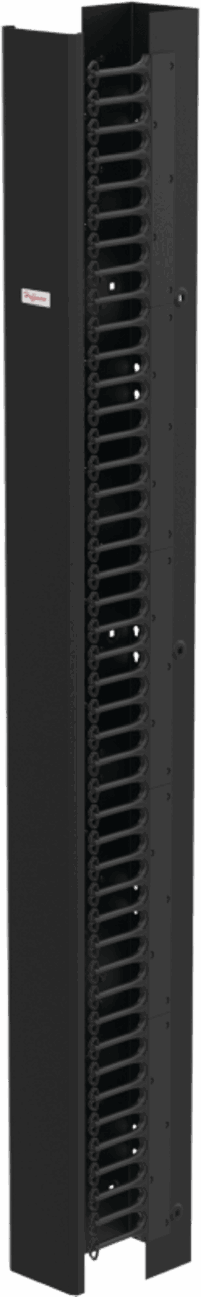 Gestor Vertical de Cableado CableTek-EC, Una Cara, 45U, Acero 1.9 mm, Negro RAL 9005, Montaje Universal 4 Postes, Cubierta Frontal Extraíble, Soporte Cat 5e/6/6A/Fibra