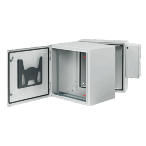 Gabinete Rack ProTek, 12 UR, Abatible con Puerta Sólida, AC Integrado, Tipo 4 12, Acero Gris RAL 7035, Montaje Pared, 600x612x710 mm